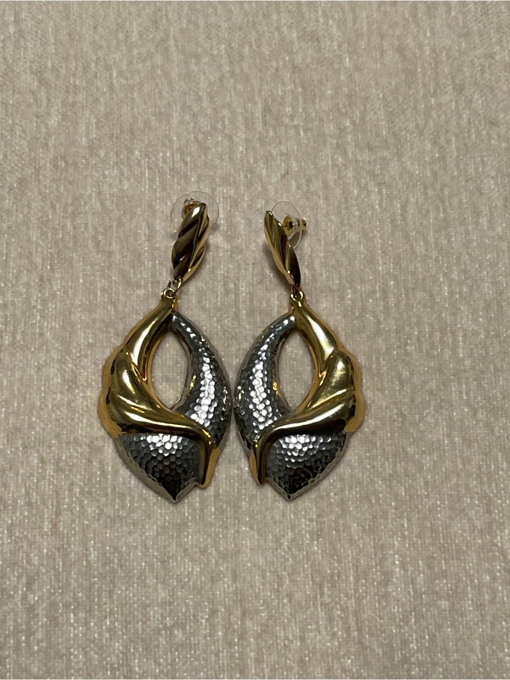 Classic Two - Tone Gold and Silver Drop Earrings